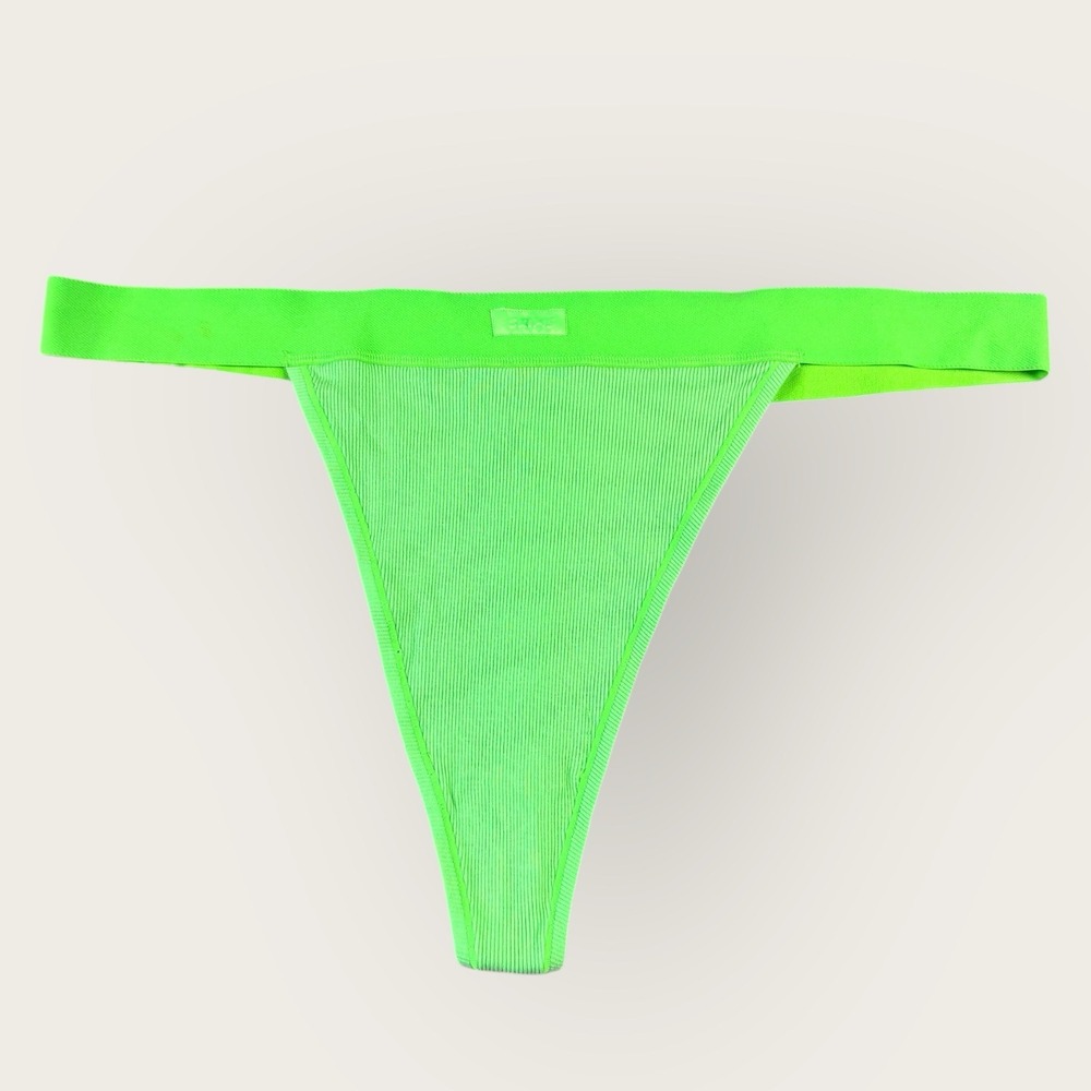 SKIMS‎ Cotton Rib Thong Neon Green NWT Size 4XL